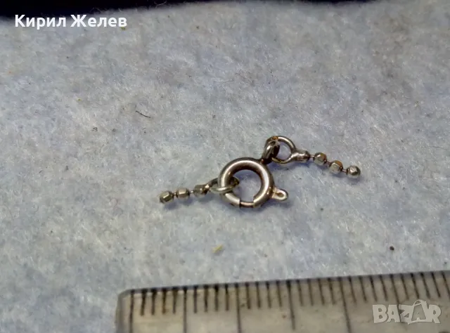 СТАРА СРЕБЪРНА ЗАКОПЧАЛКА СРЕБРО 925 с БЯЛА ПОЗЛАТА КАРАБИНКА За ЛАНЧЕ ГРИВНА КОЛИЕ ВЕРИЖКА 49895, снимка 2 - Други - 49525283