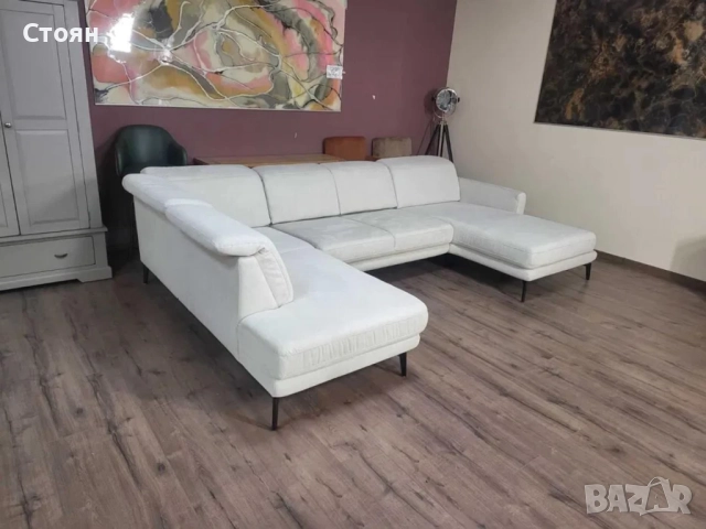 ПРОМОЦИЯ!!!Светло кремав П - образен ъглов диван от плат Mondo Lometti, снимка 11 - Дивани и мека мебел - 52829591