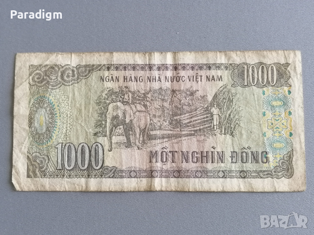 Банкнота - Виетнам - 1000 донги | 1988г., снимка 2 - Нумизматика и бонистика - 36545715