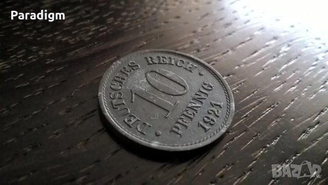Райх монета - Германия - 10 пфенига | 1921г., снимка 1 - Нумизматика и бонистика - 26404951