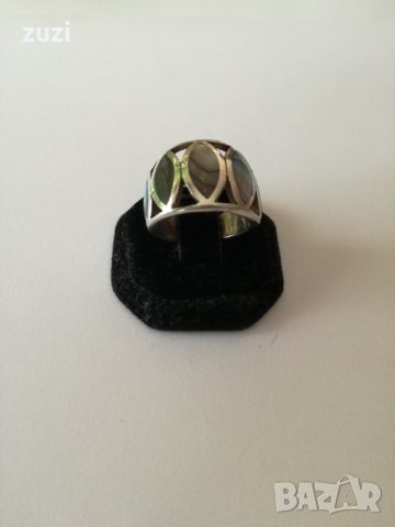 Сребърен пръстен с цветен седеф .Сребро проба 925., снимка 2 - Пръстени - 38953005