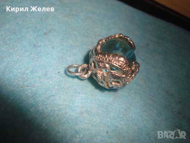 СТАР ПОСРЕБРЕН КРИСТАЛЕН БЕЛ ЕПОК АРТ ПЕНДАНТ МЕДАЛЬОН с ВЕНЕЦИАНСКО СТЪКЛО ТОПЧЕ МУРАНО 20806, снимка 9 - Антикварни и старинни предмети - 35642405