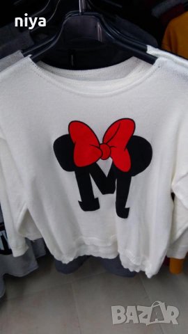 Пуловер финно плетиво със Мини Маус / Minnie Mouse в черен и бял цвят, снимка 2 - Блузи с дълъг ръкав и пуловери - 27066873