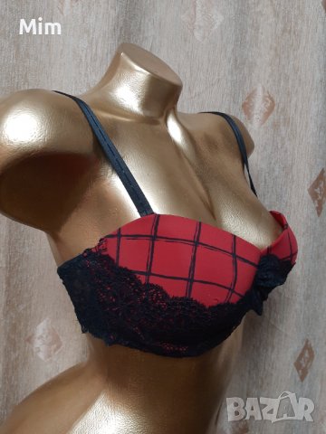 75 В Черен дантелен сутиен с червена чашка , снимка 5 - Бельо - 39099382