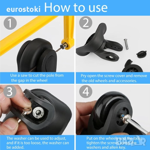 Комплект от 2 резервни колела за багаж, с оси и ремонтен ключ , снимка 3 - Куфари - 51458196