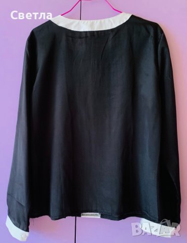 Блуза черна, Нова - нежна материя р-р M-L, за 8 лв, снимка 2 - Блузи с дълъг ръкав и пуловери - 40074994