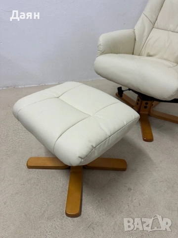 Кожено кресло с табуретка HOMCOM , снимка 2 - Дивани и мека мебел - 53354633