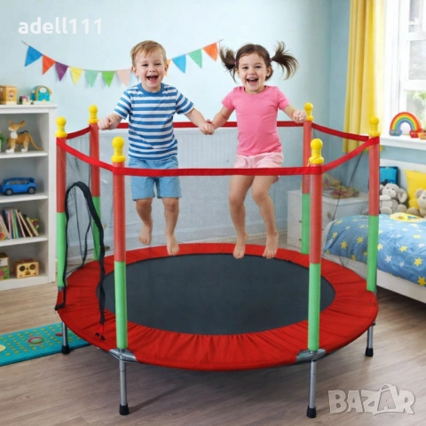 Промо Детски Батут с Предпазна мрежа с Диаметър 140 см.Издържа до 150 кг