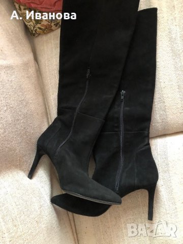 Дамски ботуши Zara естествен велур, снимка 7 - Дамски ботуши - 27434671