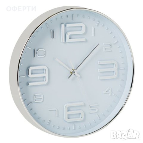 Стенен часовник пластмасов сребрист Ø30см, снимка 1 - Стенни часовници - 44067340