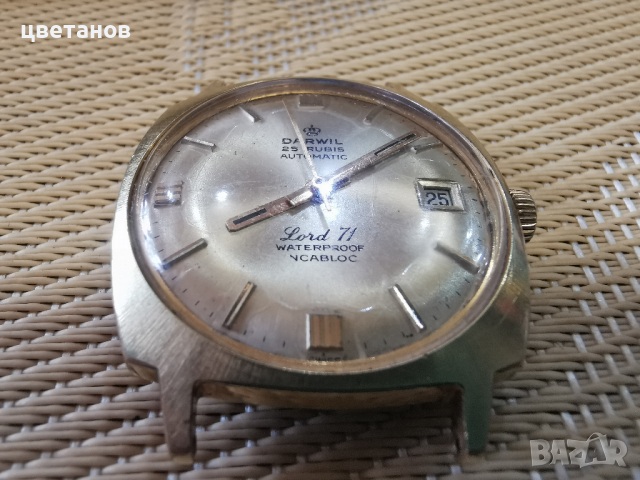позлатен DARWIL AUTOMATIC, снимка 2 - Антикварни и старинни предмети - 36480960
