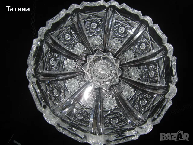 Бохемия кристален поднос;купа;ваза ; чиния  и пепелник от една серия, снимка 15 - Чинии - 49701871