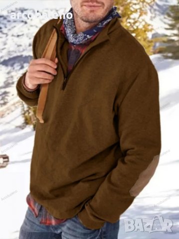 Мъжки моден ежедневен свободен пуловер с половин цип, 5цвята - 023, снимка 5 - Пуловери - 39782441