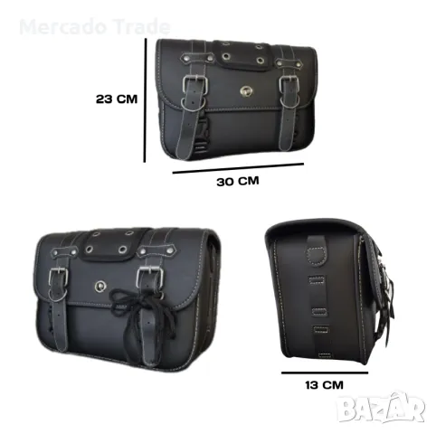 Мото дисаги Mercado Trade, Еко кожа, 30x23x13см, Черен, снимка 4 - Аксесоари и консумативи - 49351079