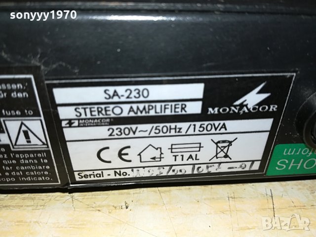 monacor sa-230 stereo amplifier 1305211042, снимка 5 - Ресийвъри, усилватели, смесителни пултове - 32859553