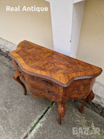 Прекрасен антикварен френски скрин шкаф масив с интарзия Луй 15, снимка 6 - Антикварни и старинни предмети - 52647568