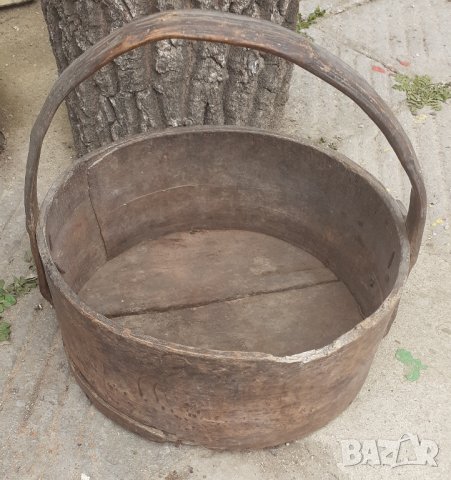 много Стара дървена крина с дръжка, дървена мярка за обем, съд, снимка 3 - Антикварни и старинни предмети - 30159222