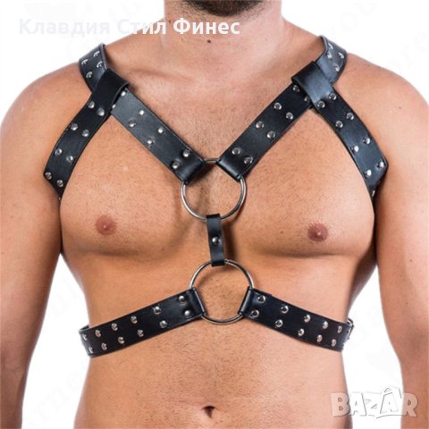 Фетиш кожен харнес колан за мъж, снимка 2 - Колани - 43746087