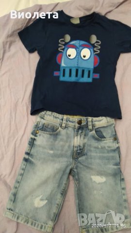  Лот 5 г. къси дънкови панталонки Regular + тениска LC Waikiki