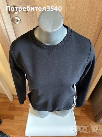 Дамска черна блуза с връзки, снимка 3 - Блузи с дълъг ръкав и пуловери - 43076179