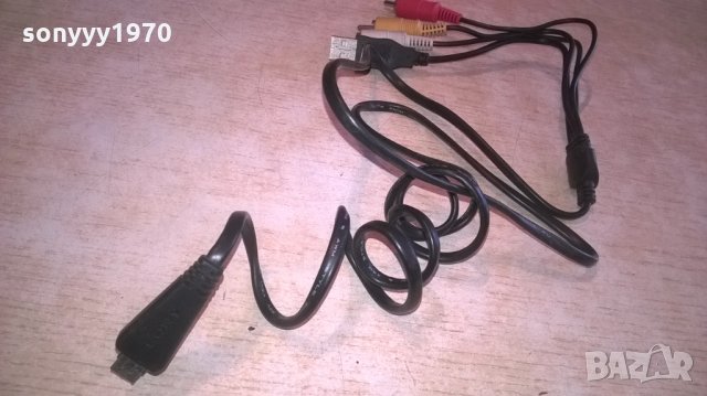 SONY-кабел-1,45М-mini usb//usb и три чинча, снимка 1 - Други - 28022233