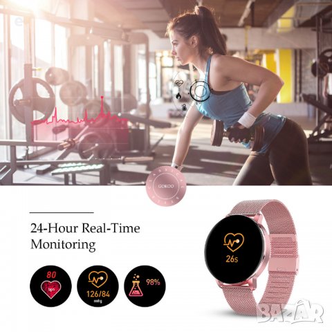 Стилен дамски смарт часовник GOKOO водоустойчив НОВ, снимка 11 - Смарт гривни - 39053775