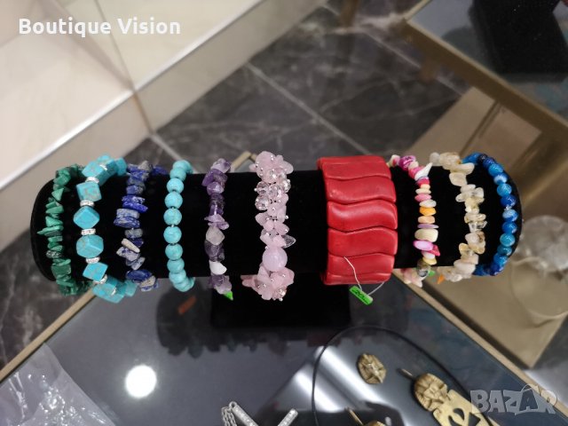 Ново! Гривна с естествени камъни - Розов Кварц, снимка 2 - Гривни - 27005492