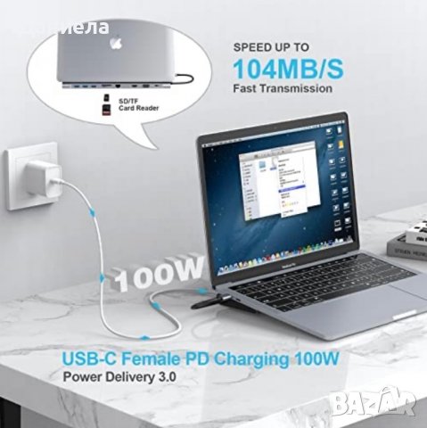 Docking Station USB C HUB 10-in-1, снимка 2 - Друга електроника - 38018952
