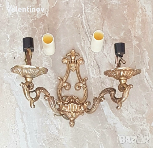 Старинен бронзов аплик , снимка 2 - Лампи за стена - 53584872