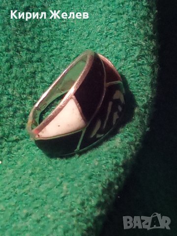 СТАРИНЕН СРЕБЪРЕН ЕМАЙЛИРАН ПРЪСТЕН АНГЛИЯ РЪЧНА ИЗРАБОТКА 25214, снимка 12 - Антикварни и старинни предмети - 34628482