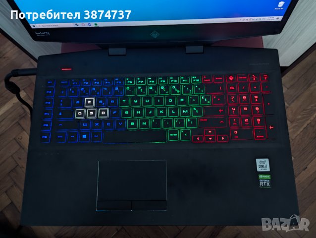 Геймърски лаптоп Hp omen 17.3 144Hz,  I7 10750H 10-ген. с 2080 супер , снимка 3 - Лаптопи за игри - 44016466