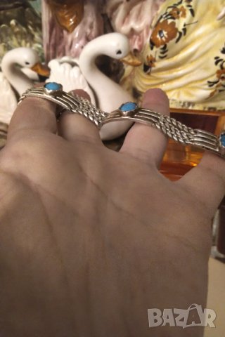 Авторска сребърна гривна  с ларимар   НАМАЛЕНА , снимка 4 - Гривни - 43675485