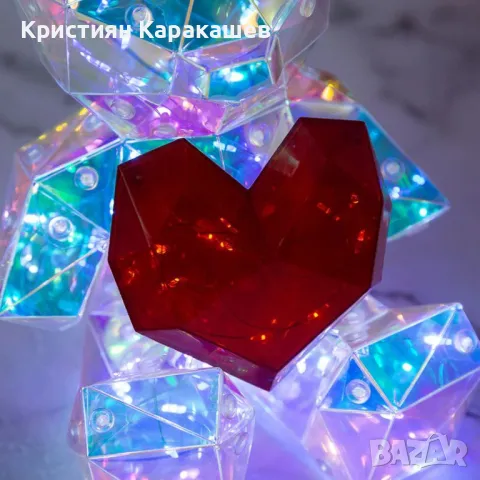 Мече със сърце - Светеща декорация 25см, снимка 5 - Лед осветление - 47754067