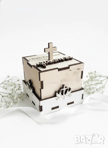 Дървена кутия за кръстче и косичка, снимка 2 - Декорация за дома - 52080833