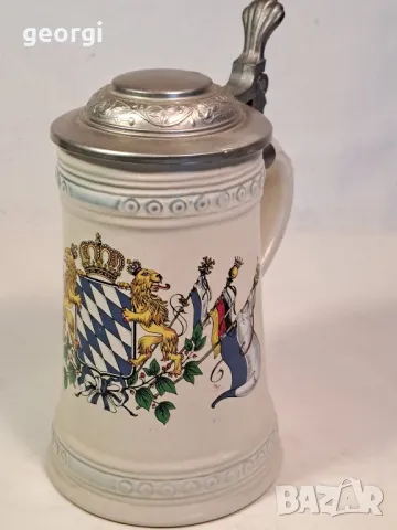 немска порцеланова халба WMF с калаен похлупак 24/4