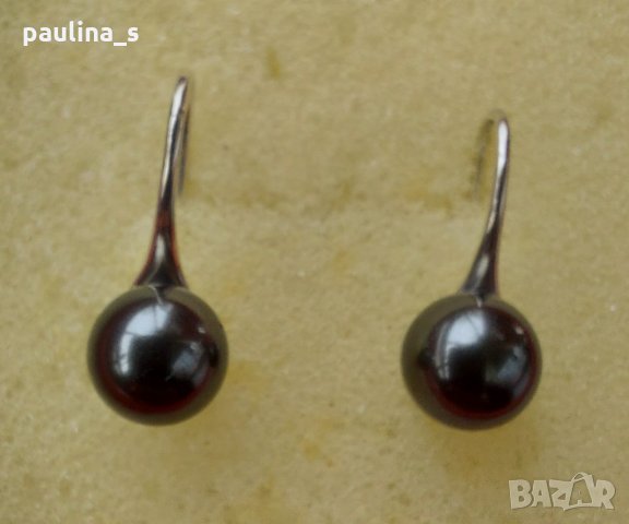 Сребърни обеци с естествени черни перли проба s925, снимка 4 - Обеци - 32693453