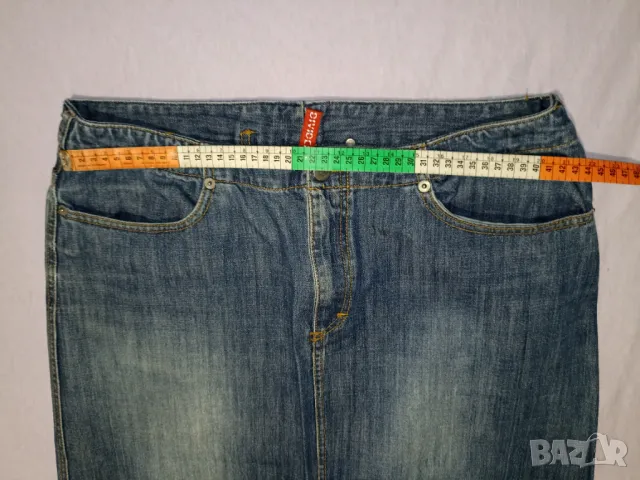 Дълга дънкова права пола с цепка отзад L, снимка 4 - Поли - 48449566