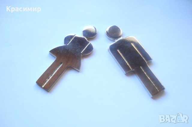 Стари никелови табелки-момченце и момиченце за тоалетна, снимка 2 - Антикварни и старинни предмети - 43766287