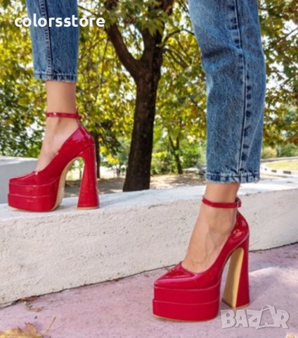 Обувки на ток - червен лак - VT2, снимка 2 - Дамски обувки на ток - 43084521