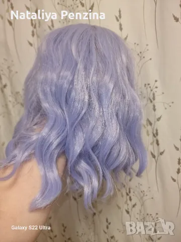 Светло Лилава вълниста перука, снимка 3 - Аксесоари за коса - 48856604