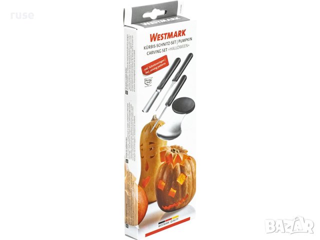 НОВИ! Комплект за карвинг на тикви, дини и други плодове с 4 бр. шаблони за фенери, снимка 7 - Прибори за хранене, готвене и сервиране - 43132307