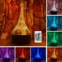 Холограмна 3D LED лампа Айфелова кула-дистанционно управление 16 цвята+други режими на управление, снимка 1