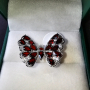 Елегантен сребърен 925 пръстен "Пеперуда" с родиево покритие и Натурални Гранати и Циркони!, снимка 8
