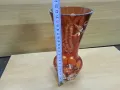 стара кристална ваза цветен червен кристал Бохемия , снимка 4