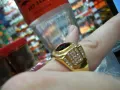 Изключително красив мъжки пръстен от стомана 316L с черен камък златен златист цвят !, снимка 9