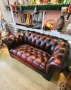 Кожен диван Chesterfield – тъмно бордо, снимка 6