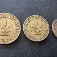 Монети . Германия. 1, 5 и 10 пфенига. 1950 година., снимка 6 - Нумизматика и бонистика - 38160789