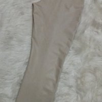 Кожен панталон в цвят слонова кост с висока талия и широк прав крачол , снимка 4 - Панталони - 43569750