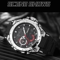 SMAEL Silver Black 8060 Мъжки спортен кварцов и цифров часовник., снимка 2 - Мъжки - 40790993