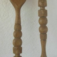 2 броя големи вилица и лъжица х 46 см, дърво, дървени, снимка 4 - Декорация за дома - 33393515